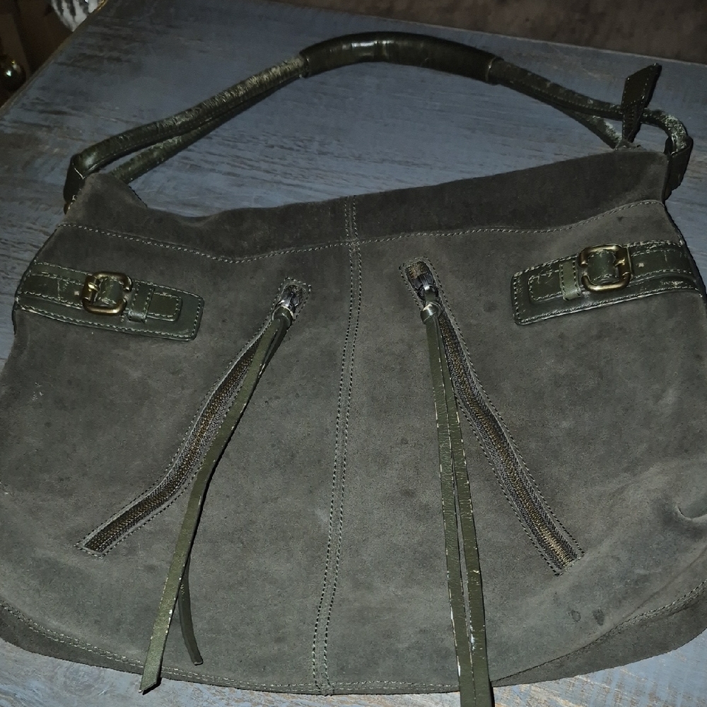 Club Monaco Dark Green Suede Shoulder Bag